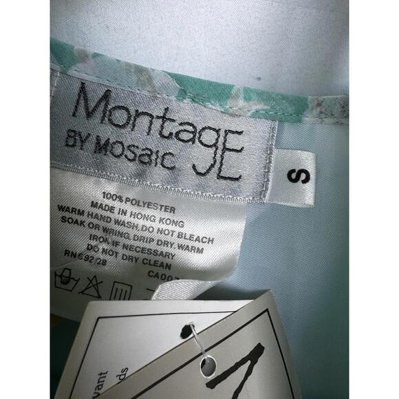 NWT Vtg 80's Montage by Mosaic Women's Mint green Floral Boho Dress Sz S w scarf - Picture 2 of 6